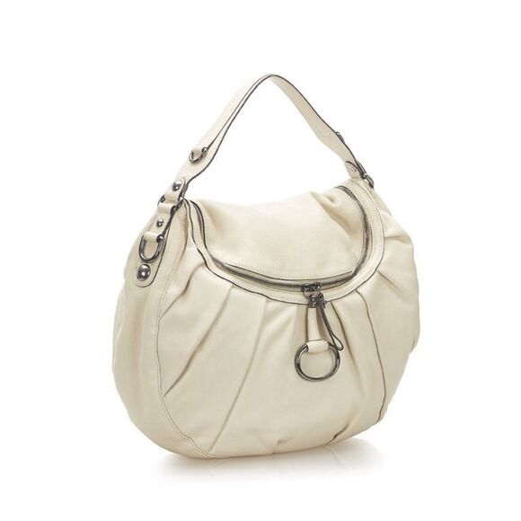 Gucci Ivory Pebbled Calfskin Icon Bit Shoulder Bag - Picture 1 of 13